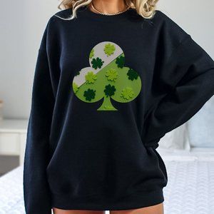 Shamrock Sweatshirt for Saint Patrick Day Color Black Green Clover